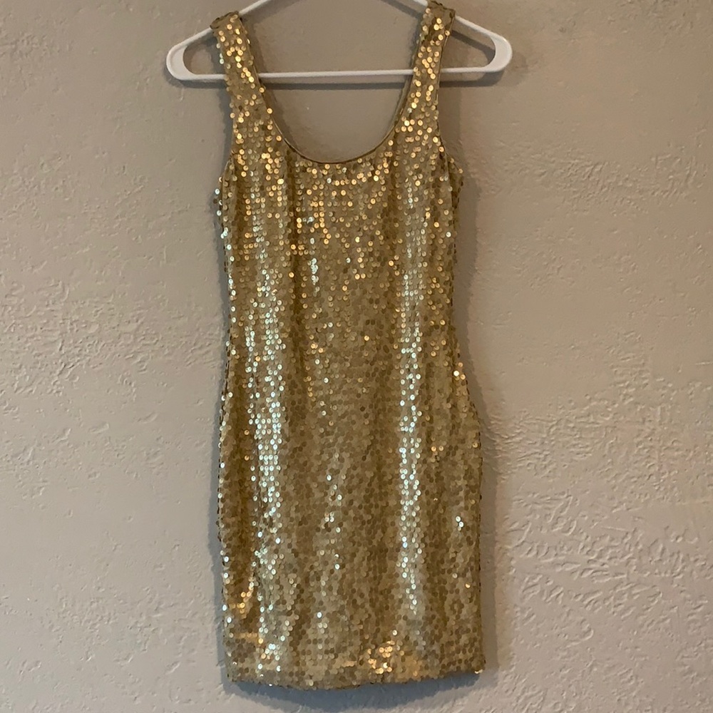 Gold sequined dress